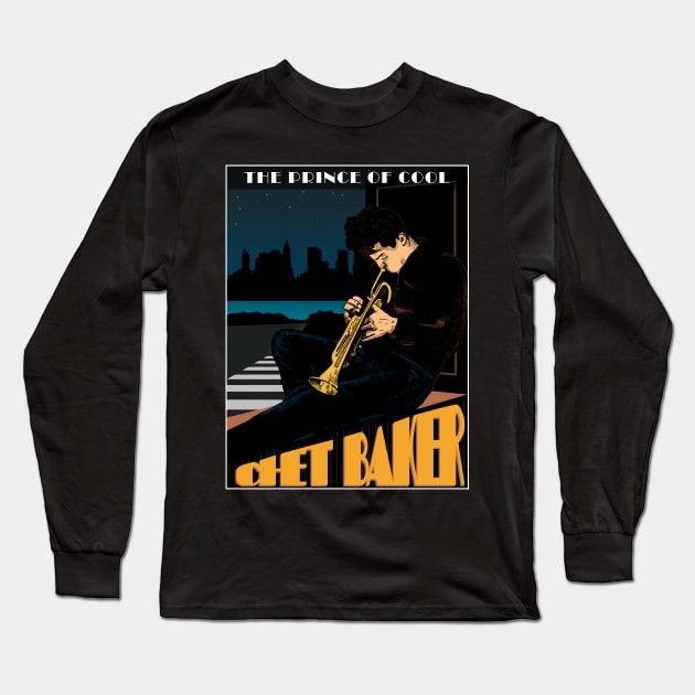 Chet Baker Poster Art Long Sleeve T-Shirt by Seiglan